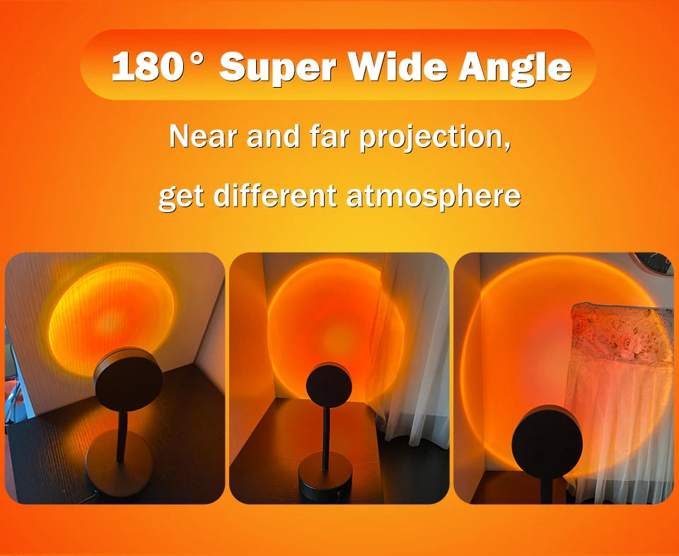 USB Sunset Lamp Sunset Projector Mood Light Living Room Bedroom Night Light Room Decor Bar Atmosphere Photography Background
