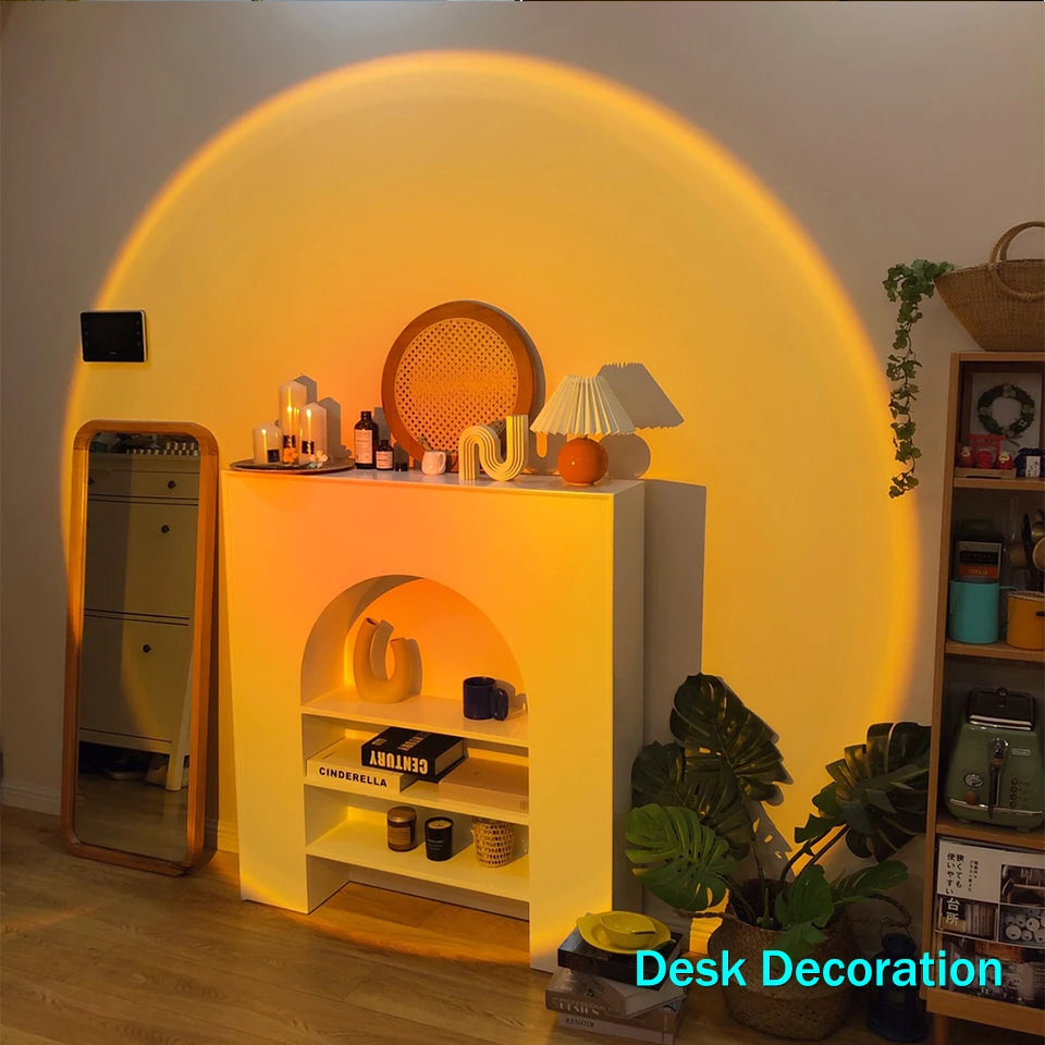 USB Sunset Lamp Sunset Projector Mood Light Living Room Bedroom Night Light Room Decor Bar Atmosphere Photography Background