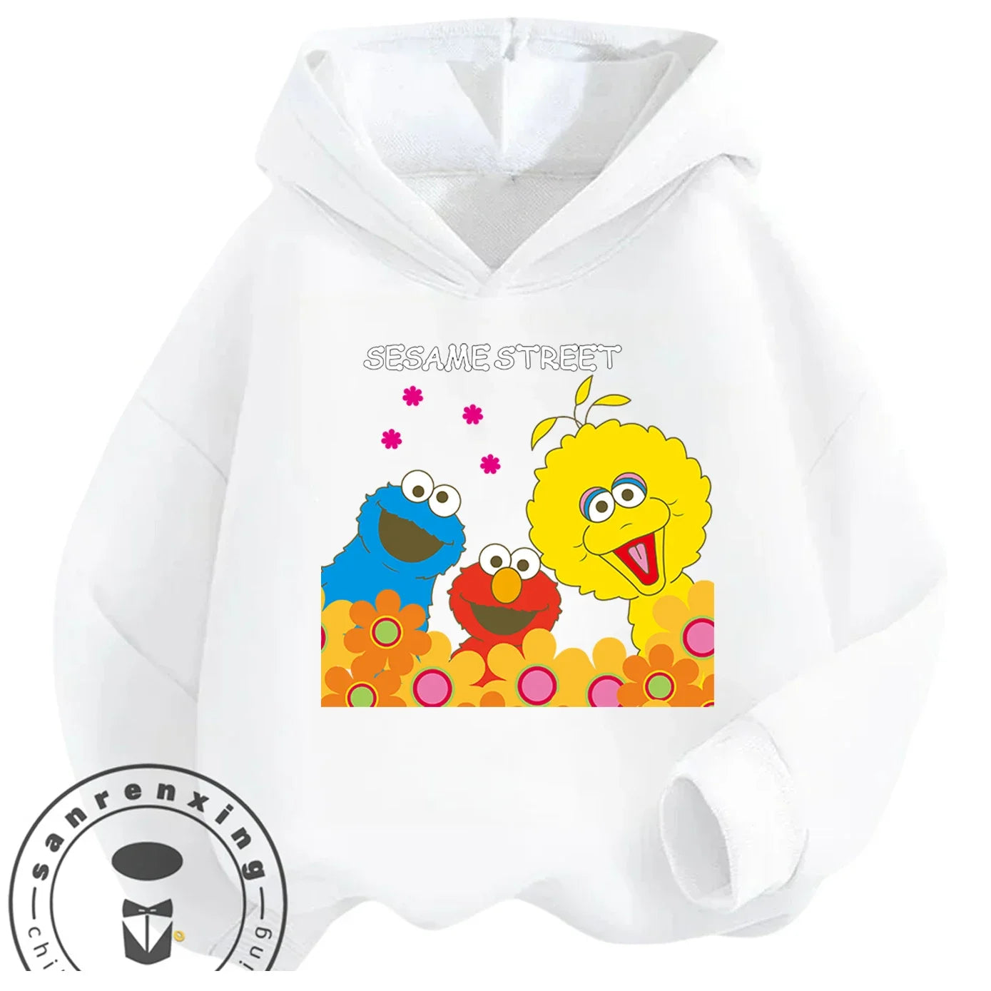 Casual Fashion Sesame Street Hoodie 3-14Y Kids Autumn Winter Cute Kawaii Cartoon Street Hot Outdoor Casual Lovely Cozy