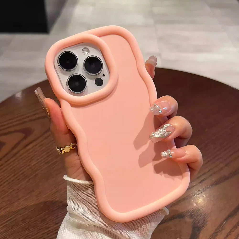Fashion Wavy Pattern Phone Case For iPhone 15 14 13 12 11 Pro Max X Xs XR Max 7 8 Plus Candy Soft Silicone Back Cases Cover