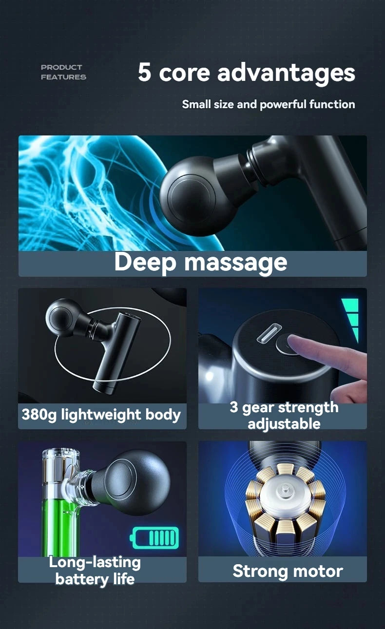 2026 New Mini Massage Gun USB Portable Muscle Relaxation Vibrating Fitness Equipment for Neck Back Shoulder Pain Relief