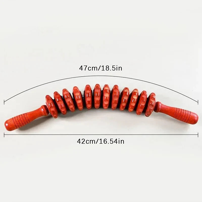 Body Fascia Massager Anti-slip Handle Wood Grooved Gear Arms Legs Thighs Buttocks Smooth Roller Massager For Back Relaxation
