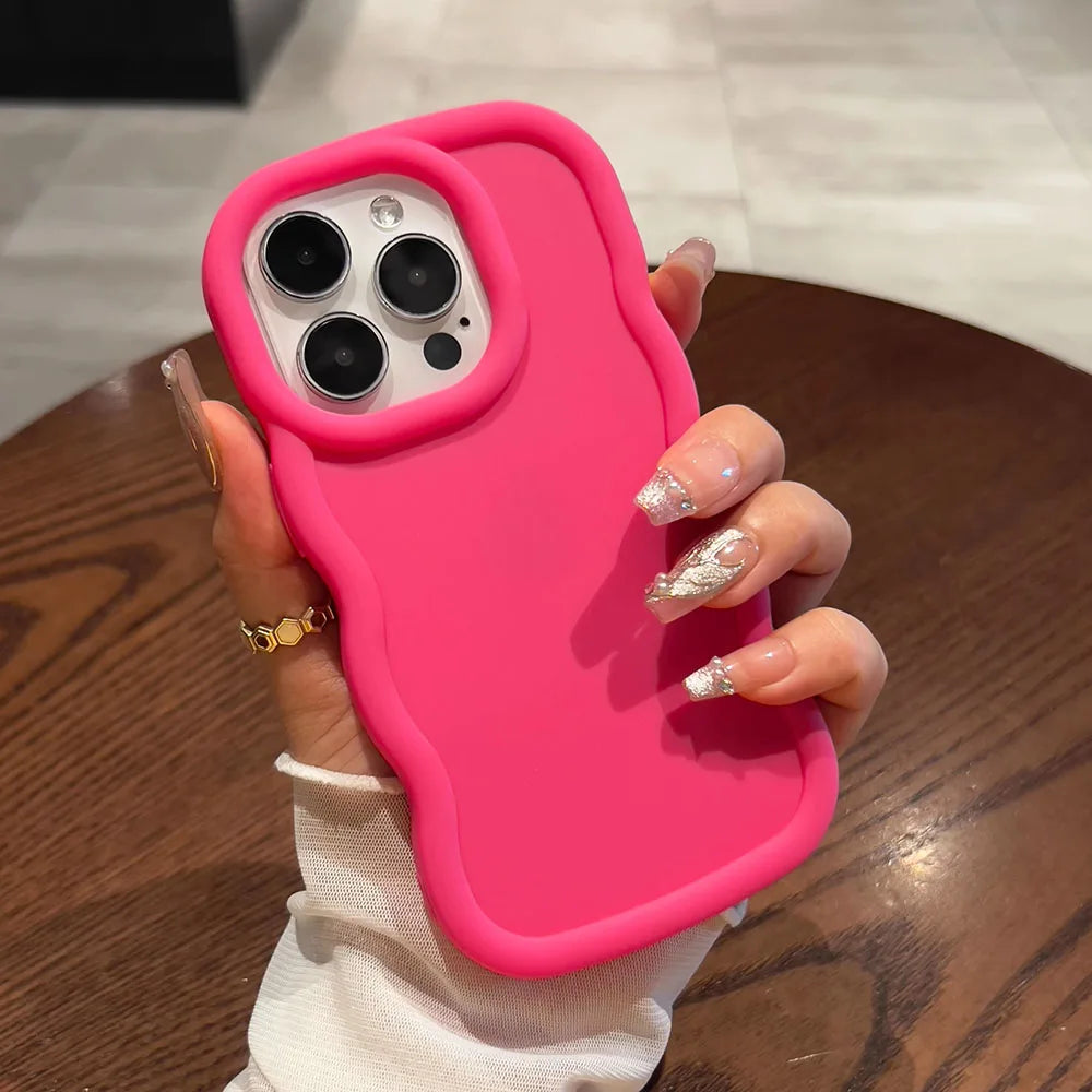 Fashion Wavy Pattern Phone Case For iPhone 15 14 13 12 11 Pro Max X Xs XR Max 7 8 Plus Candy Soft Silicone Back Cases Cover