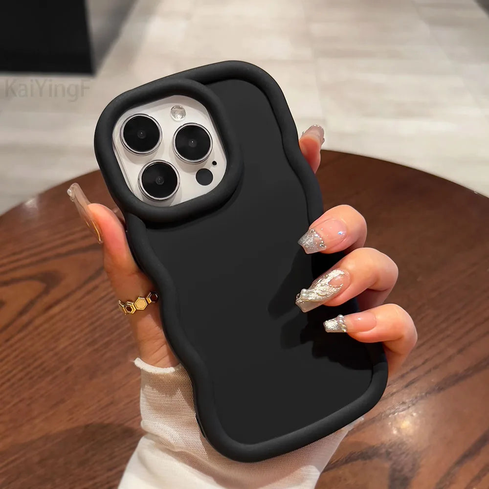 Fashion Wavy Pattern Phone Case For iPhone 15 14 13 12 11 Pro Max X Xs XR Max 7 8 Plus Candy Soft Silicone Back Cases Cover