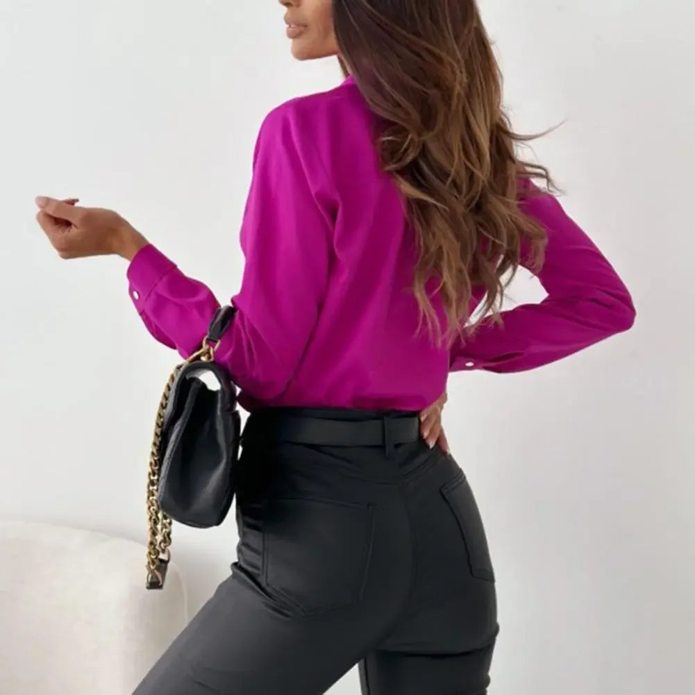 Casual White Women's Blouse Long Sleeve Button Woman Shirt Solid Color Office Tops 2024 Spring Autumn Fashion Ladies Blouses Top