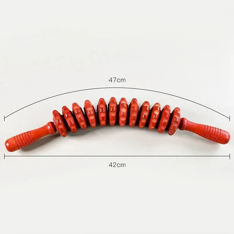 Body Fascia Massager Anti-slip Handle Wood Grooved Gear Arms Legs Thighs Buttocks Smooth Roller Massager For Back Relaxation