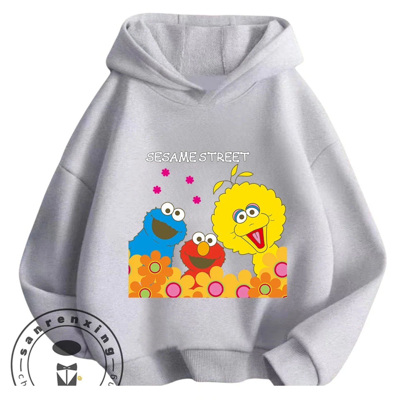 Casual Fashion Sesame Street Hoodie 3-14Y Kids Autumn Winter Cute Kawaii Cartoon Street Hot Outdoor Casual Lovely Cozy