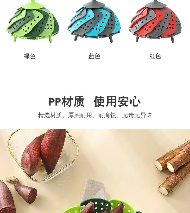 Folding Food Steamer Vegetable and Fruit Food Basket Steamer Rack Cooking Utensils Steam Kitchen Accessories
