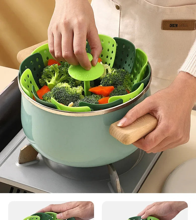 Folding Food Steamer Vegetable and Fruit Food Basket Steamer Rack Cooking Utensils Steam Kitchen Accessories