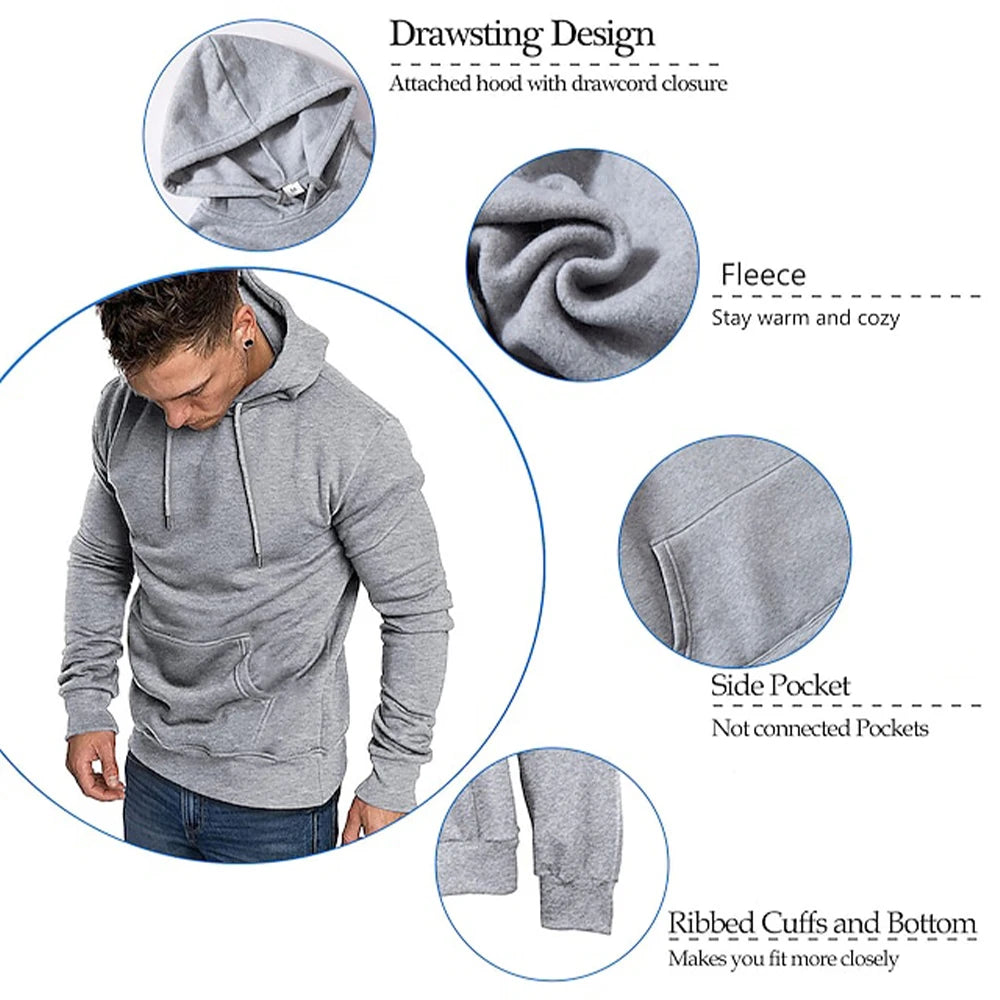 Men's Hoodies New Spring Autumn Casual Hoodies Sweatshirts Men's Top Solid Color Hoodies Sweatshirt Male Casual Tops 11 Colors