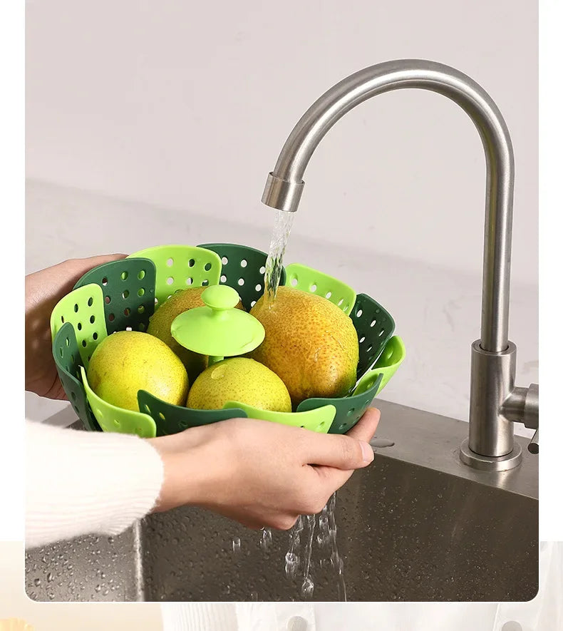 Folding Food Steamer Vegetable and Fruit Food Basket Steamer Rack Cooking Utensils Steam Kitchen Accessories