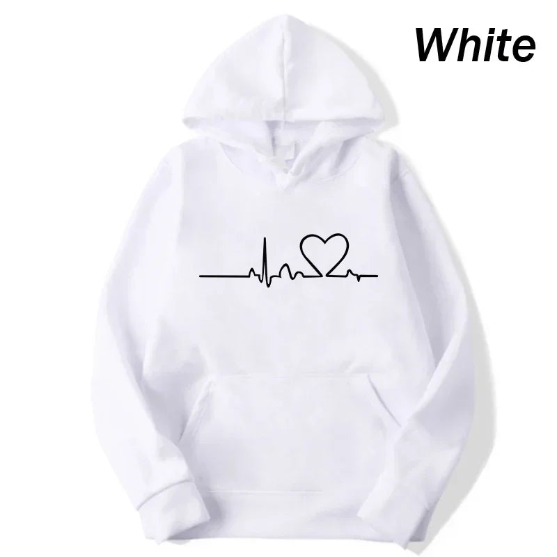 Women Casual Hoodies Heartbeat Print Men's women's Loose Hoodies Couple Sweatshirts Fashion HipHop Sweatshirt Harajuku Unisex
