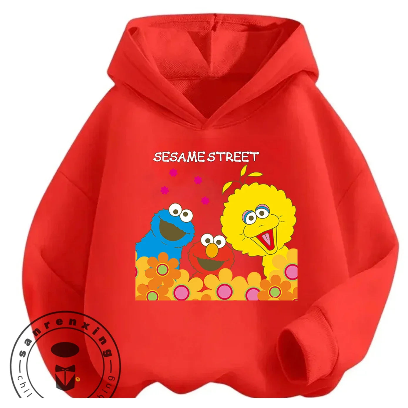 Casual Fashion Sesame Street Hoodie 3-14Y Kids Autumn Winter Cute Kawaii Cartoon Street Hot Outdoor Casual Lovely Cozy
