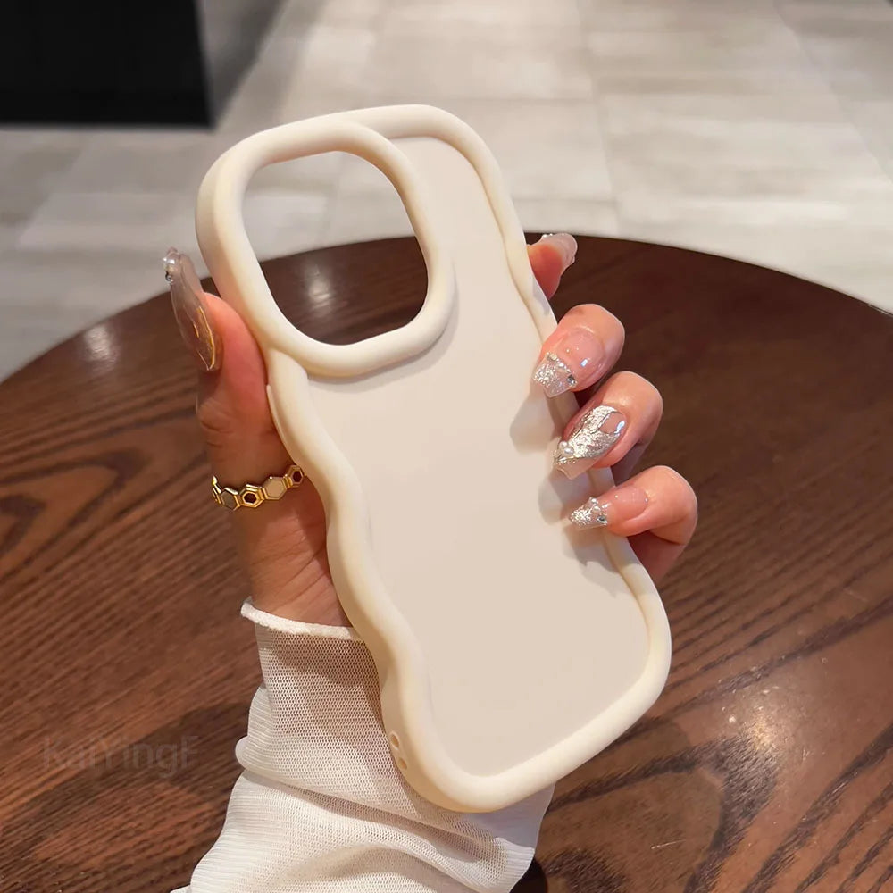 Fashion Wavy Pattern Phone Case For iPhone 15 14 13 12 11 Pro Max X Xs XR Max 7 8 Plus Candy Soft Silicone Back Cases Cover