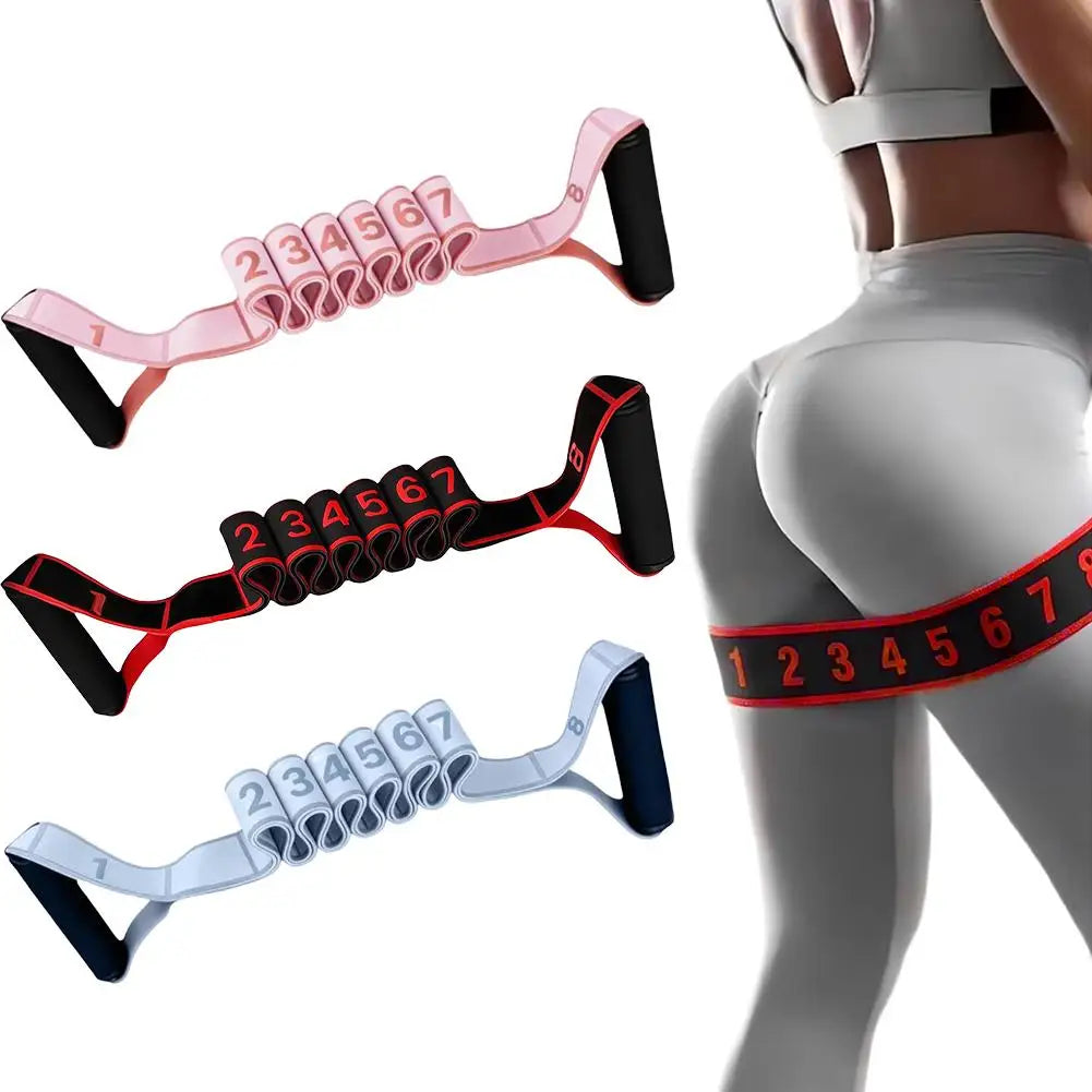 Fitness Resistance Band For Yoga Pilates Stretching Fitness Training 8 Adjustable Resistance Level Digital Marking Fitness Suppl