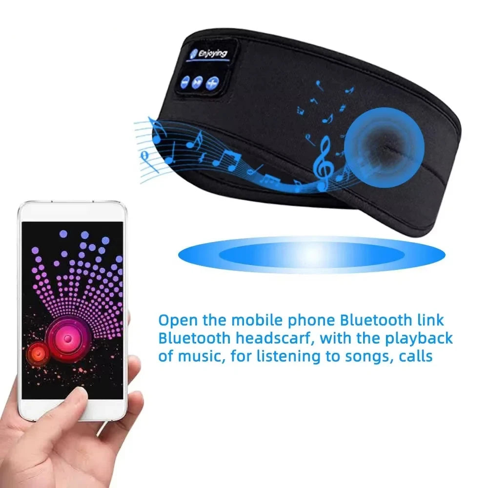 Bluetooth Music Headband Wireless Sports Sleeping Headphones Eye Mask Comfortable HD Stereo Speakers Elastic Headset Headband