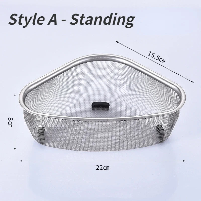 Kitchen Tools Stainless Steel Sink Drain Basket Triangle Food Filter Organizer Shelf Rack Drainier Household Accessories