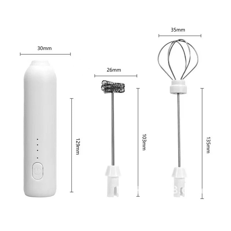 Electric Mixer Milk Frother 2 In 1 Rechargeable Blender Handheld Foam Maker Stainless Steel 3 Speeds Coffee Egg Beater Kitchen