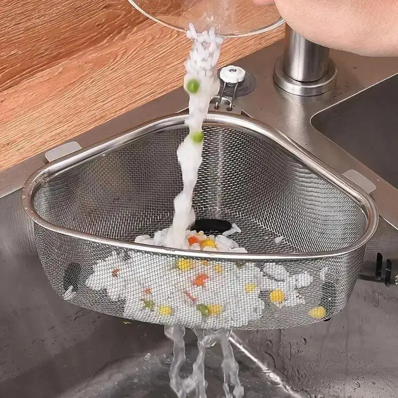 Kitchen Tools Stainless Steel Sink Drain Basket Triangle Food Filter Organizer Shelf Rack Drainier Household Accessories