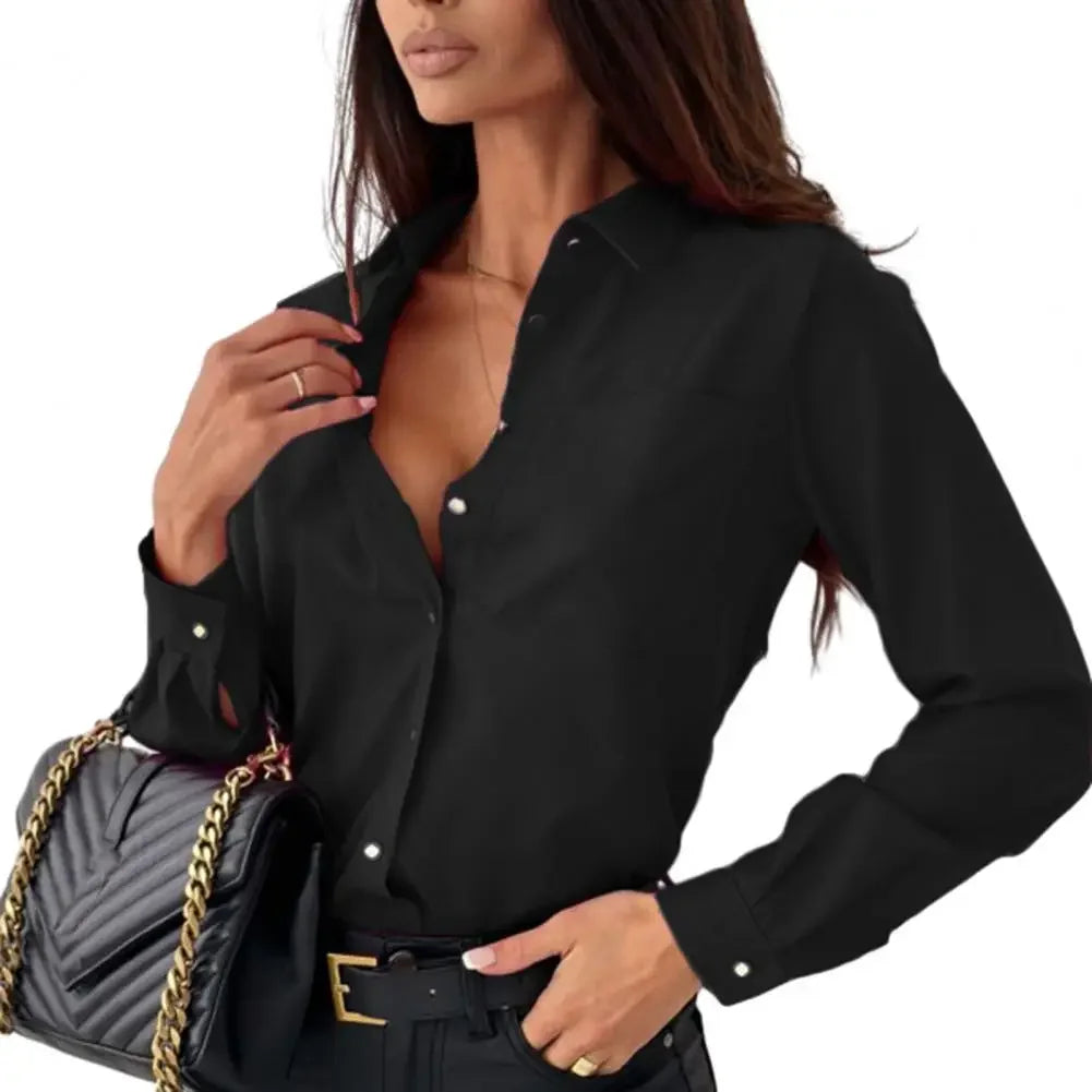 Casual White Women's Blouse Long Sleeve Button Woman Shirt Solid Color Office Tops 2024 Spring Autumn Fashion Ladies Blouses Top