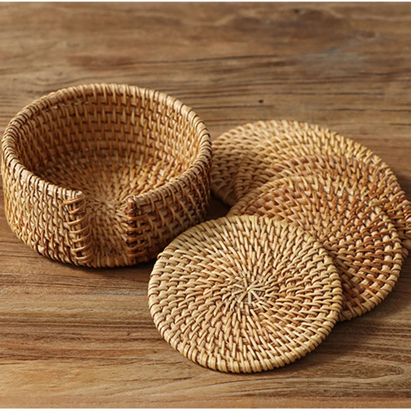 Zerolife Kitchen Accessories Home Decor Woven Rattan Coaster Placemats Table Coffee Cup Kitchen Utensils For Dining Table Gadget