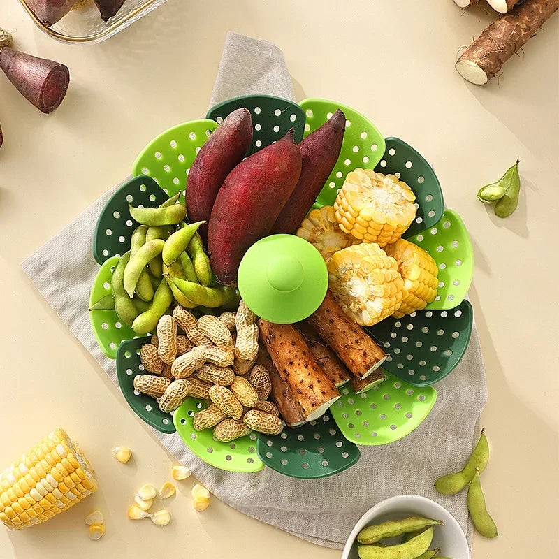Folding Food Steamer Vegetable and Fruit Food Basket Steamer Rack Cooking Utensils Steam Kitchen Accessories