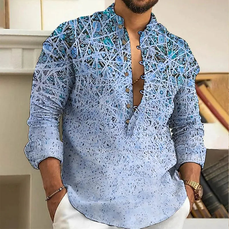 Men's long sleeved button up shirt, fashionable and casual loose top, 2025 spring summer autumn winter