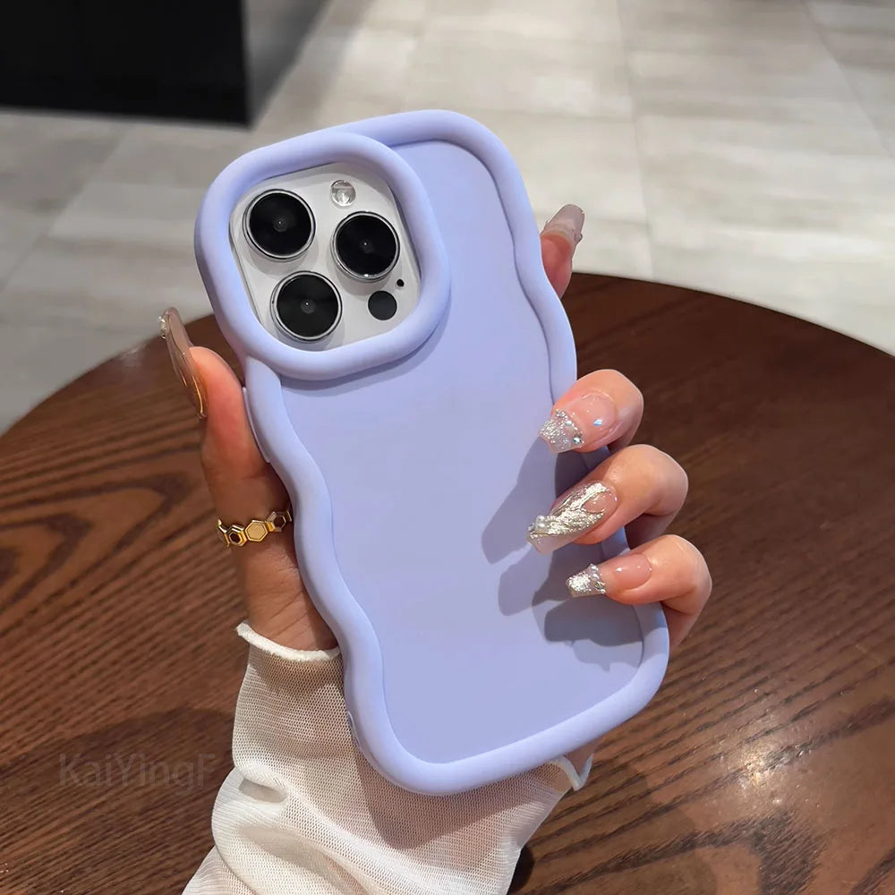 Fashion Wavy Pattern Phone Case For iPhone 15 14 13 12 11 Pro Max X Xs XR Max 7 8 Plus Candy Soft Silicone Back Cases Cover