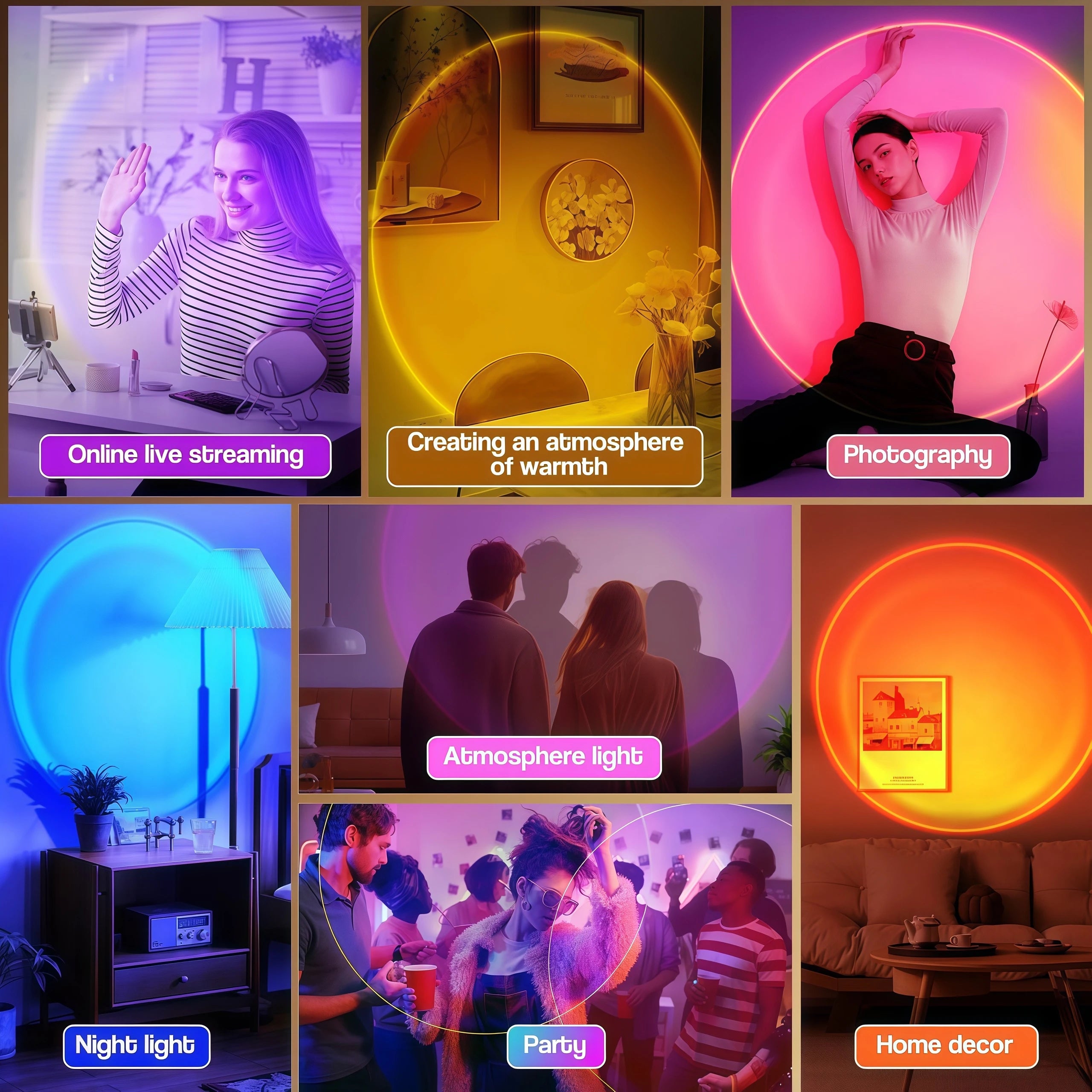 Sunset Lamp Projector, 16 Colors Multicolor Changing LED Night Light, Photography Selfie Party, Decor Xmas Gifts for Women