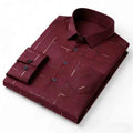 Men's Casual Long Sleeve Button Down Shirt Abstract Striped Print Chest Pocket Slim Fit Top