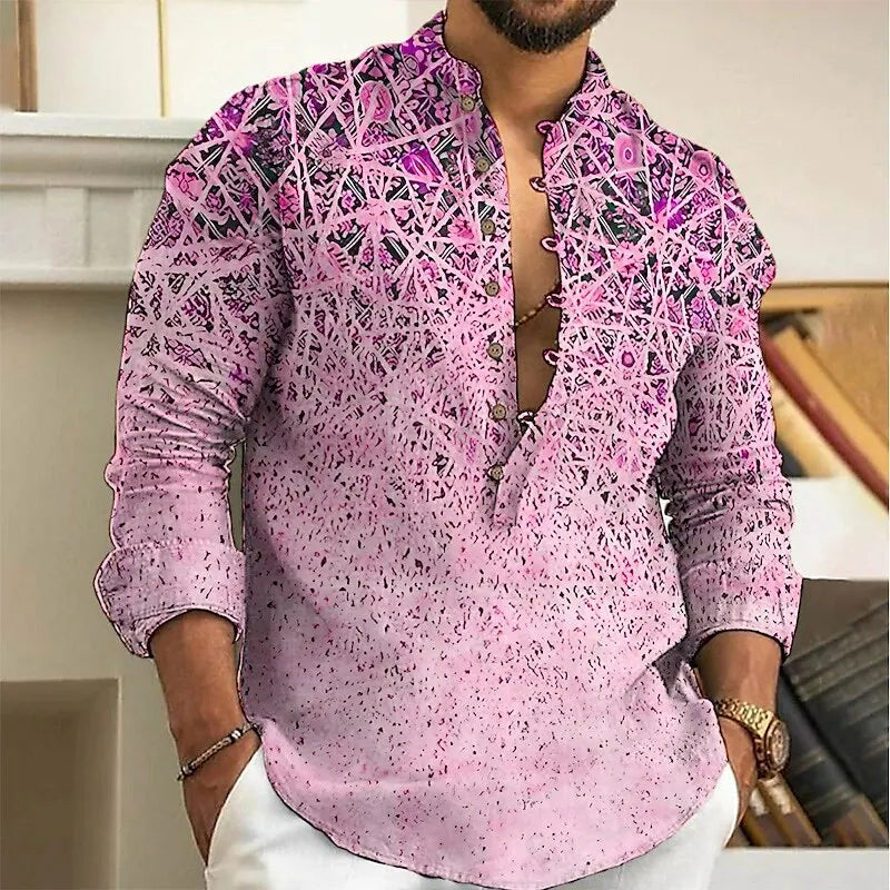 Men's long sleeved button up shirt, fashionable and casual loose top, 2025 spring summer autumn winter