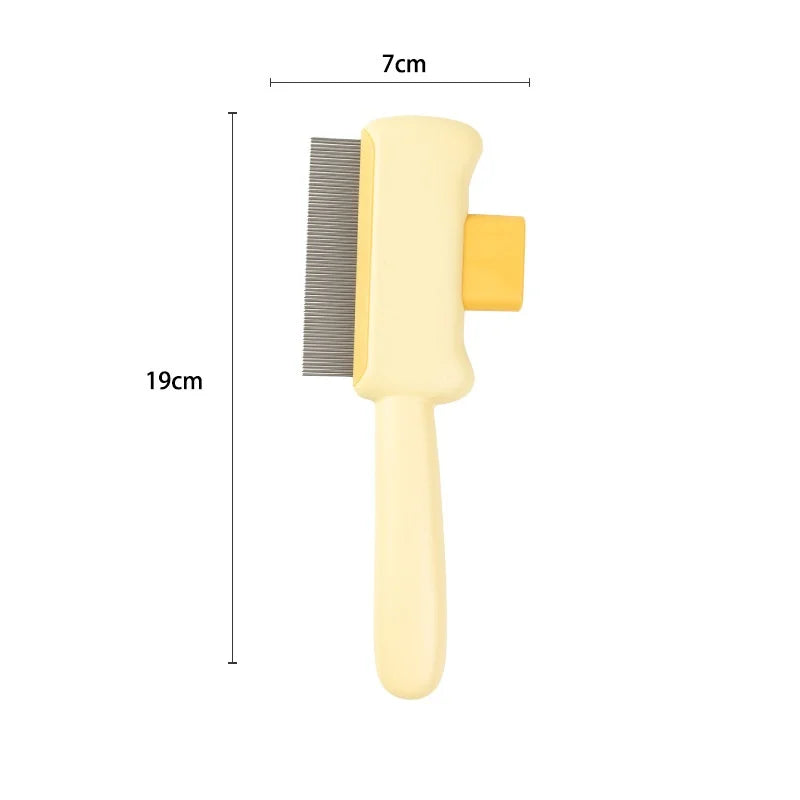 New Pet Comb for Cats & Dogs - Detangling Brush with Self-Cleaning Design, Anti-Shedding & Flea Removal Grooming Tool