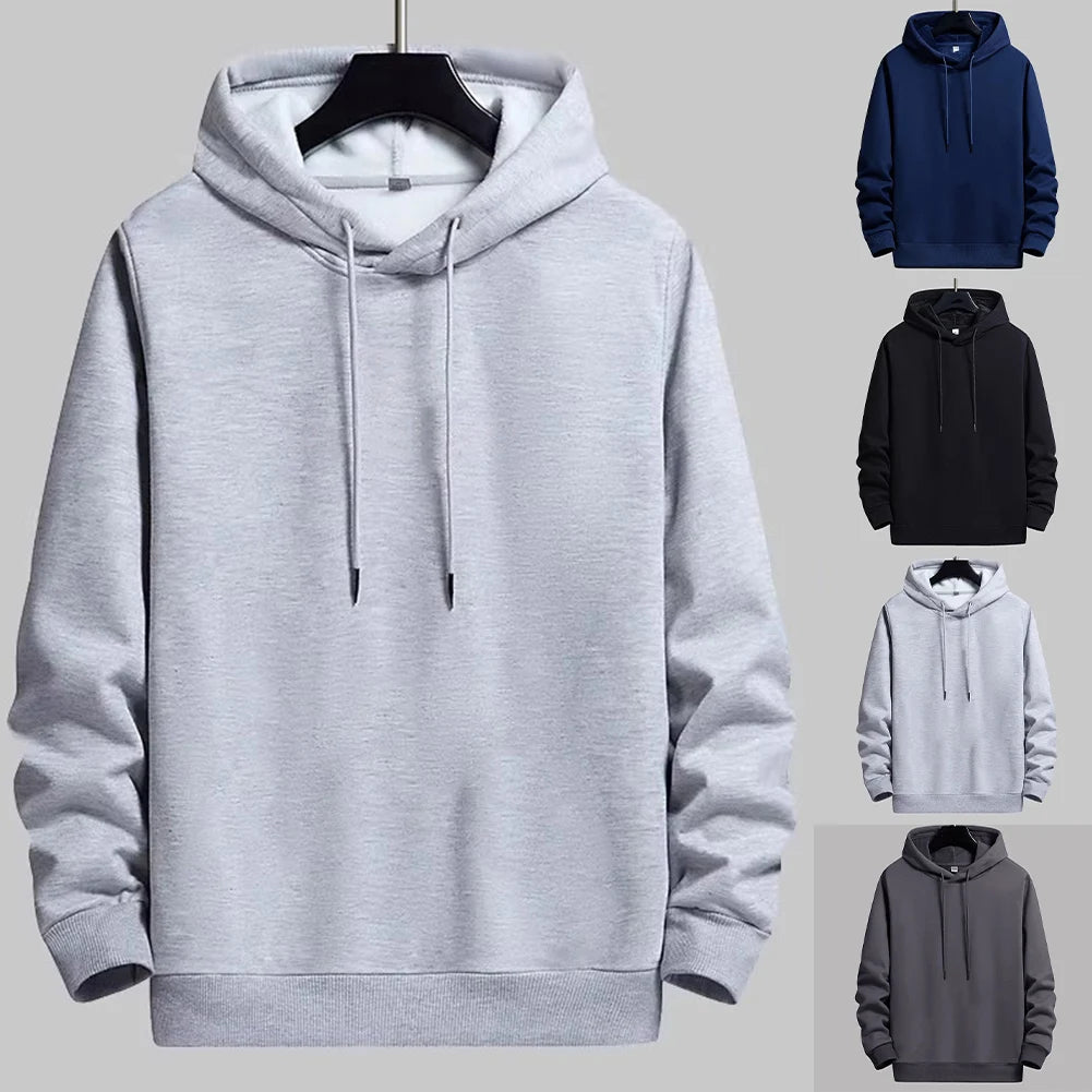 Mens Casual Hoodies Pullover Fleece Lined Long Sleeve Athletic Hooded Sweatshirt Suitable for Autumn and Winter Wear