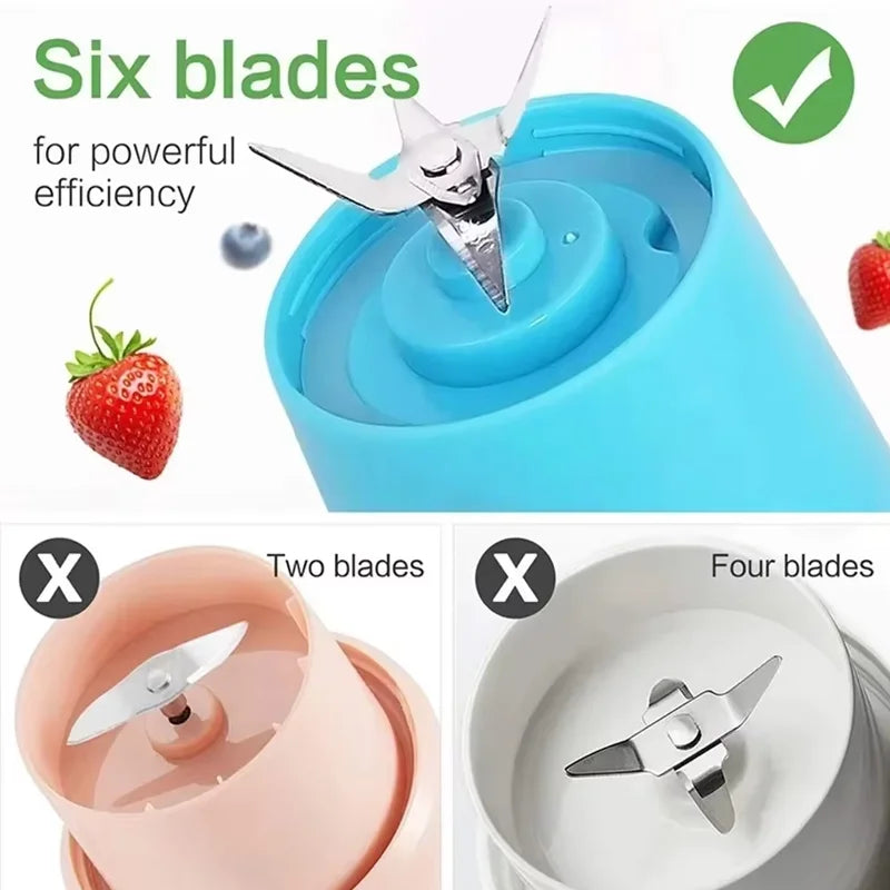 Portable Blender 380ml Fruit Juicer Stainless Steel Blade Usb Charging Portable Juice Blender Suitable for Travel and Commuting