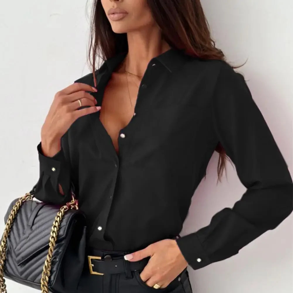 Casual White Women's Blouse Long Sleeve Button Woman Shirt Solid Color Office Tops 2024 Spring Autumn Fashion Ladies Blouses Top