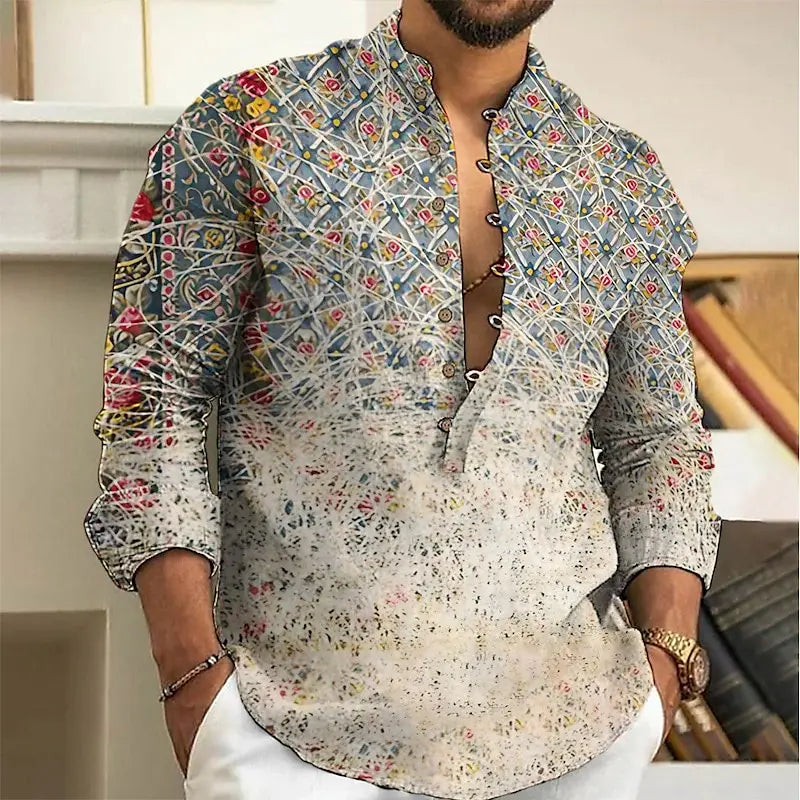 Men's long sleeved button up shirt, fashionable and casual loose top, 2025 spring summer autumn winter