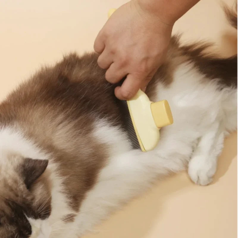 New Pet Comb for Cats & Dogs - Detangling Brush with Self-Cleaning Design, Anti-Shedding & Flea Removal Grooming Tool