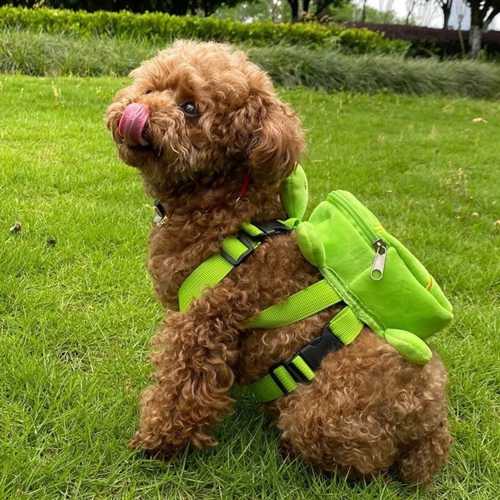 Pet Backpack Soft Turtle Shape Dog Backpack Portable Adjustable Puppy School Bag Cartoon Large Capacity Dog Snack Bag Outdoor