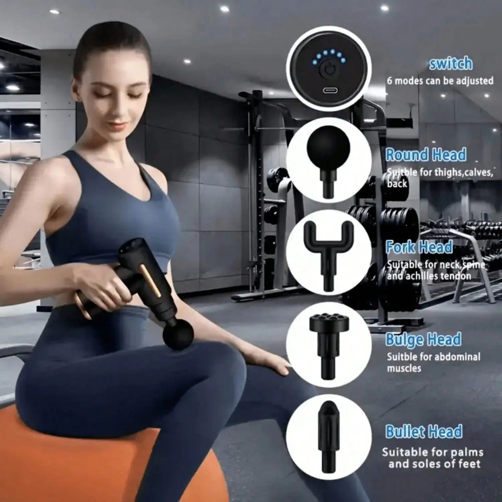 1pc Massage Gun , 4 Massage Heads, Mini Handheld,Massager Professional Massager, Muscle Relaxation Impact Fascia