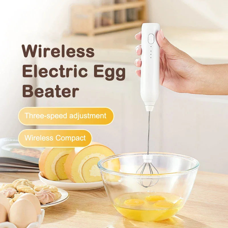 Electric Mixer Milk Frother 2 In 1 Rechargeable Blender Handheld Foam Maker Stainless Steel 3 Speeds Coffee Egg Beater Kitchen