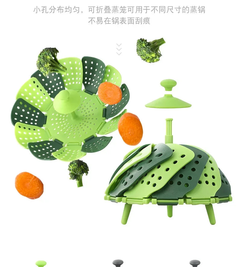 Folding Food Steamer Vegetable and Fruit Food Basket Steamer Rack Cooking Utensils Steam Kitchen Accessories