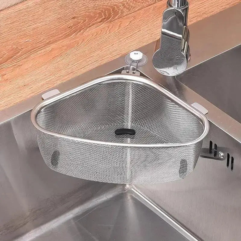 Kitchen Tools Stainless Steel Sink Drain Basket Triangle Food Filter Organizer Shelf Rack Drainier Household Accessories