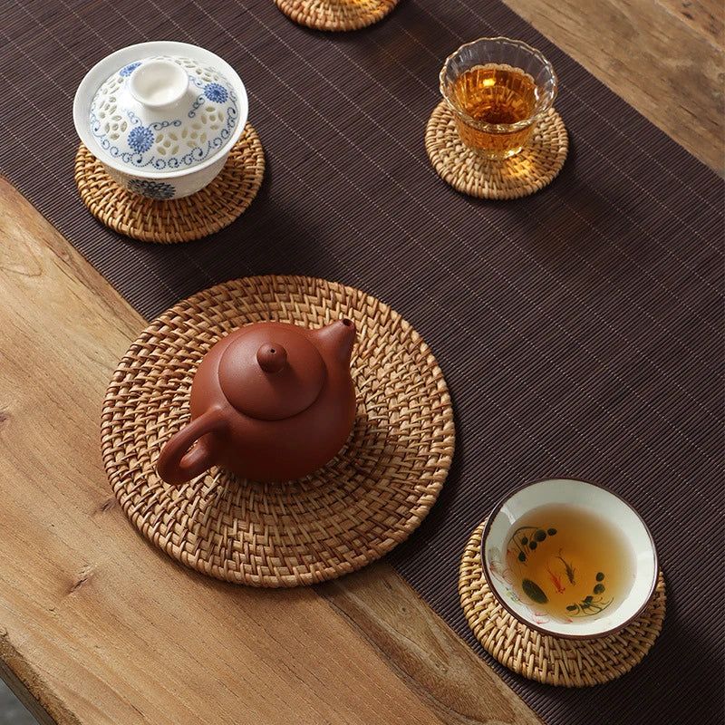 Zerolife Kitchen Accessories Home Decor Woven Rattan Coaster Placemats Table Coffee Cup Kitchen Utensils For Dining Table Gadget