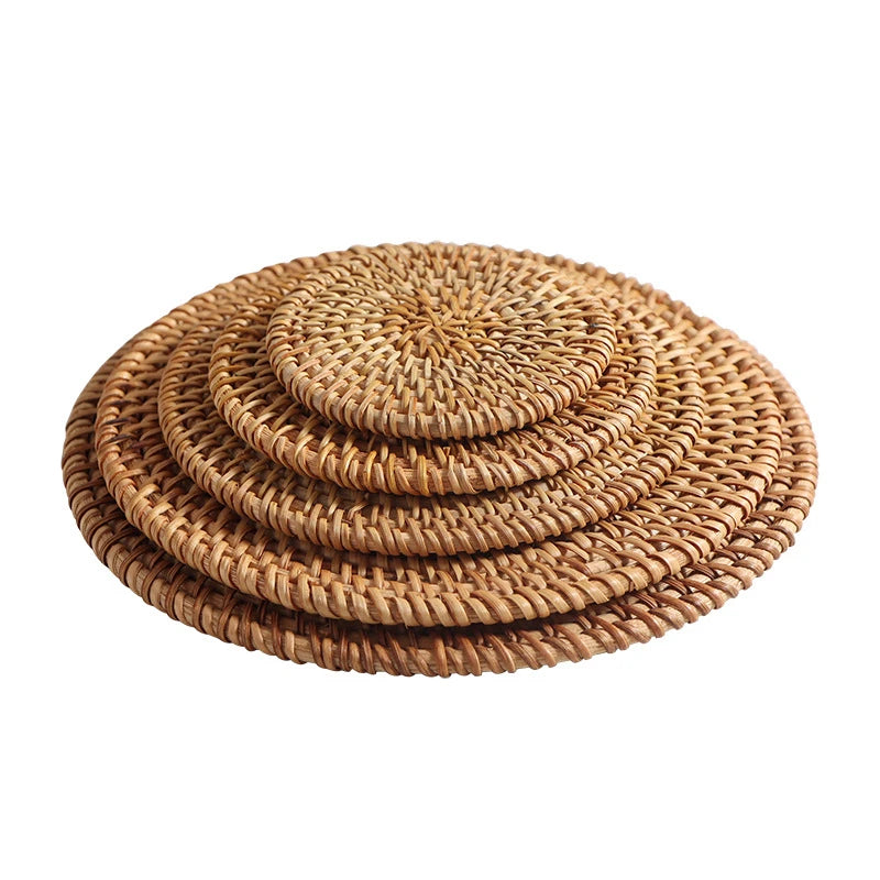 Zerolife Kitchen Accessories Home Decor Woven Rattan Coaster Placemats Table Coffee Cup Kitchen Utensils For Dining Table Gadget