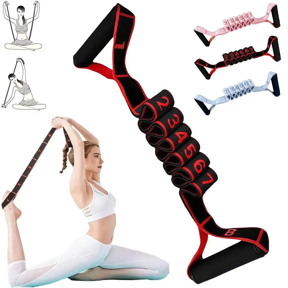 Fitness Resistance Band For Yoga Pilates Stretching Fitness Training 8 Adjustable Resistance Level Digital Marking Fitness Suppl
