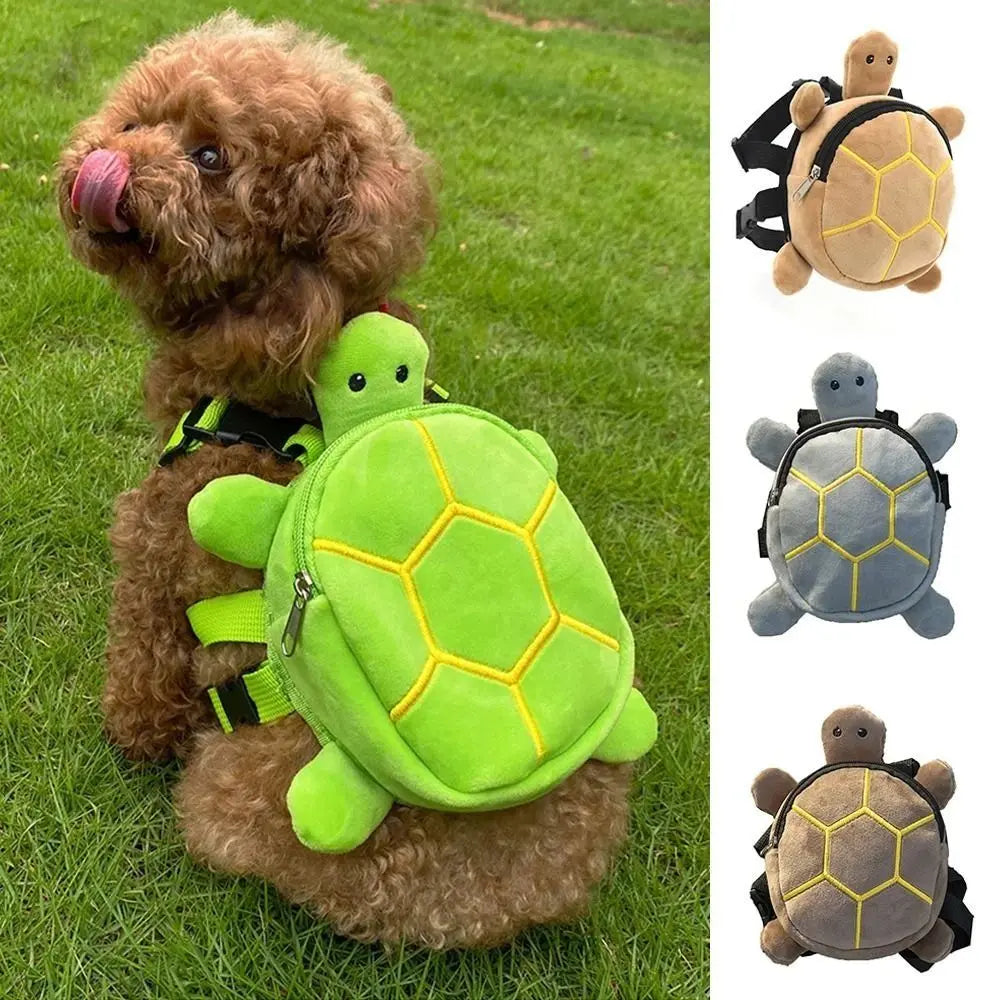Pet Backpack Soft Turtle Shape Dog Backpack Portable Adjustable Puppy School Bag Cartoon Large Capacity Dog Snack Bag Outdoor