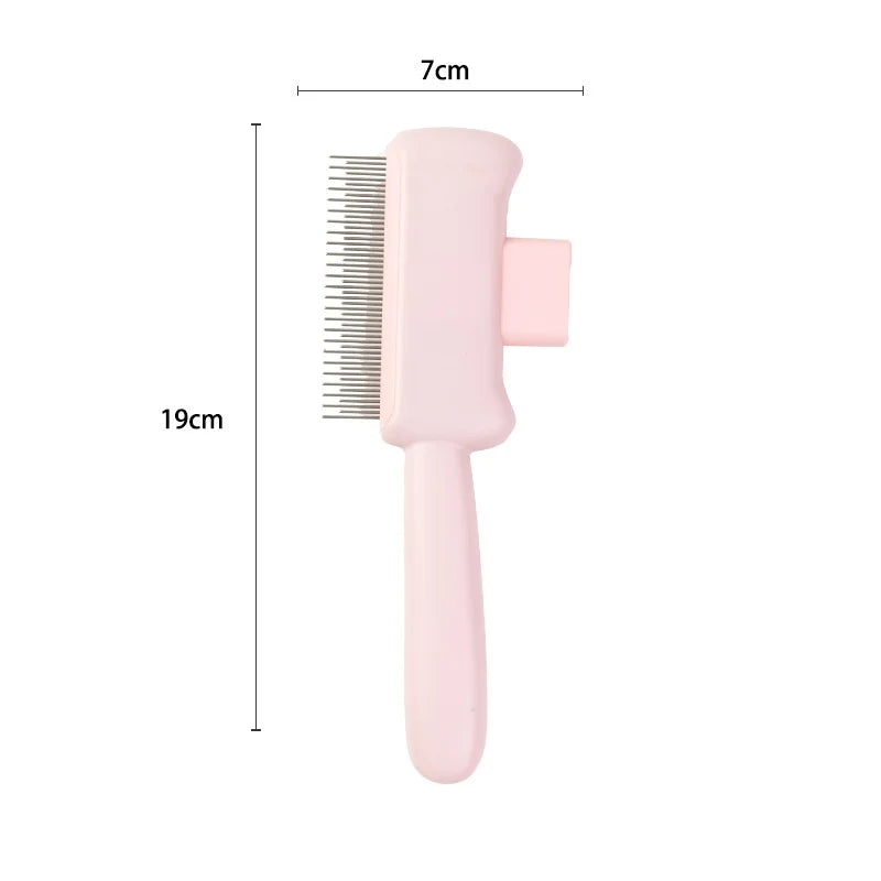 New Pet Comb for Cats & Dogs - Detangling Brush with Self-Cleaning Design, Anti-Shedding & Flea Removal Grooming Tool