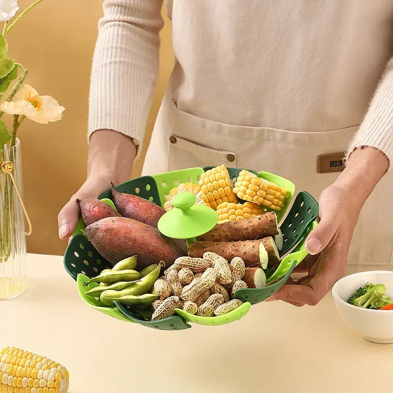Folding Food Steamer Vegetable and Fruit Food Basket Steamer Rack Cooking Utensils Steam Kitchen Accessories