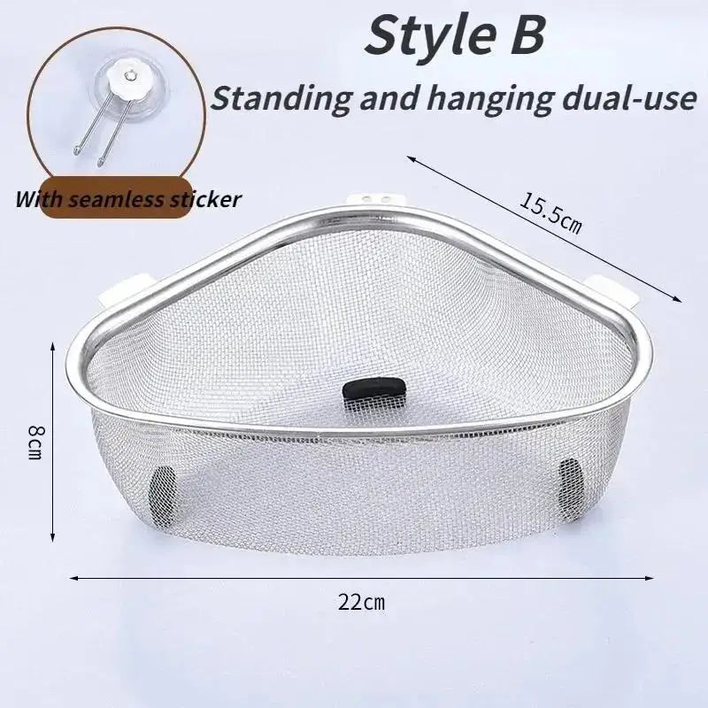 Kitchen Tools Stainless Steel Sink Drain Basket Triangle Food Filter Organizer Shelf Rack Drainier Household Accessories