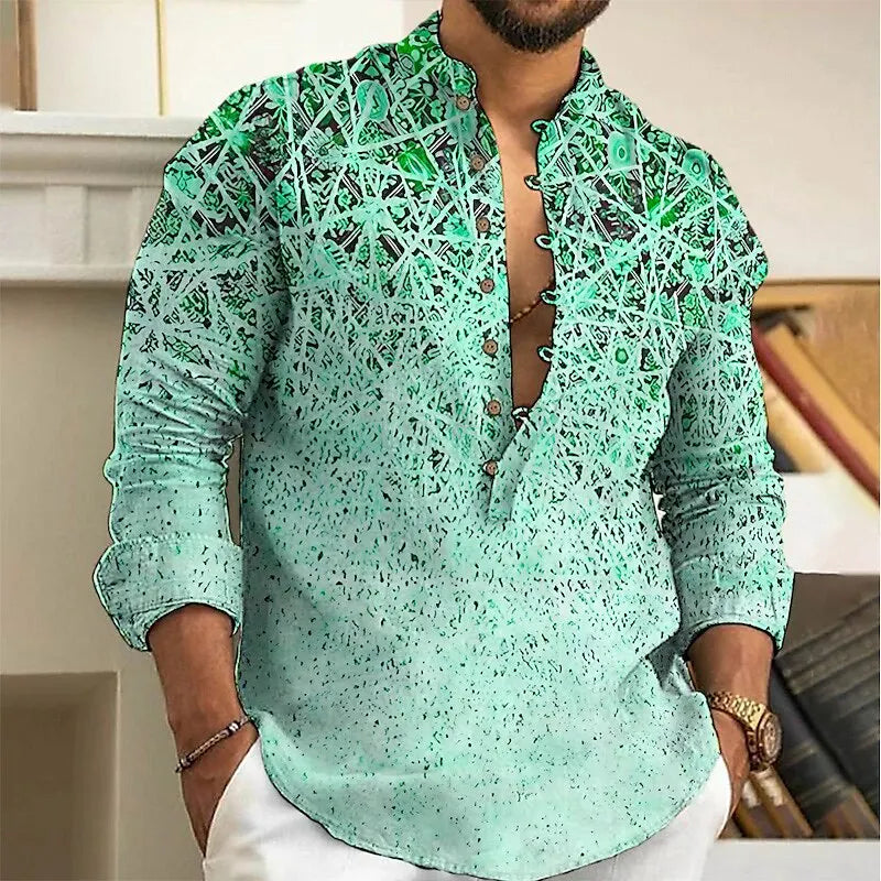 Men's long sleeved button up shirt, fashionable and casual loose top, 2025 spring summer autumn winter